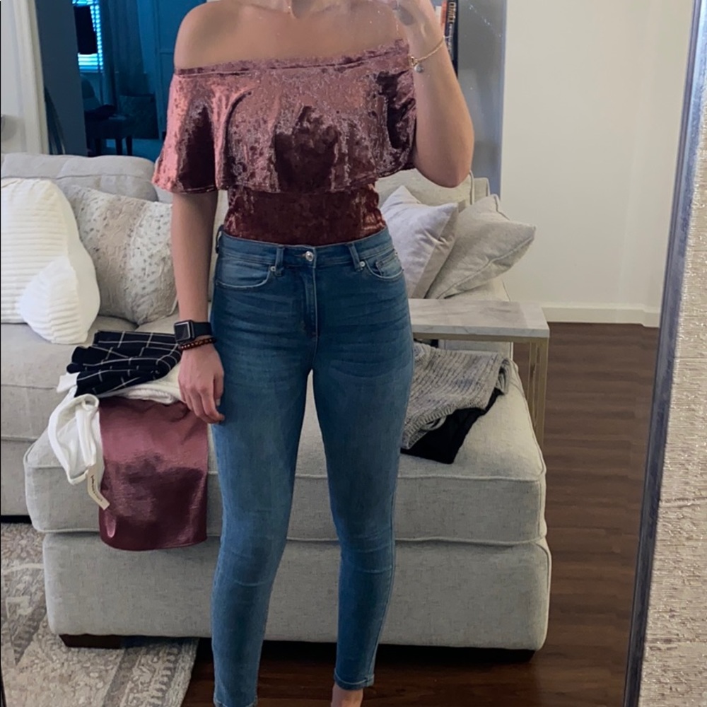 Crushed velvet mauve body suit